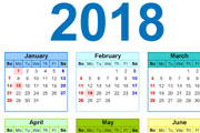 2018 year calander